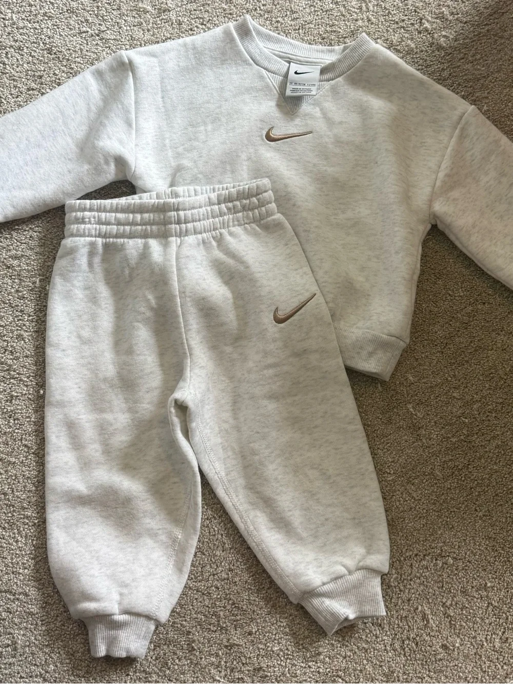Nike Kids Grey Sweat Set with Gold Swoosh 2T